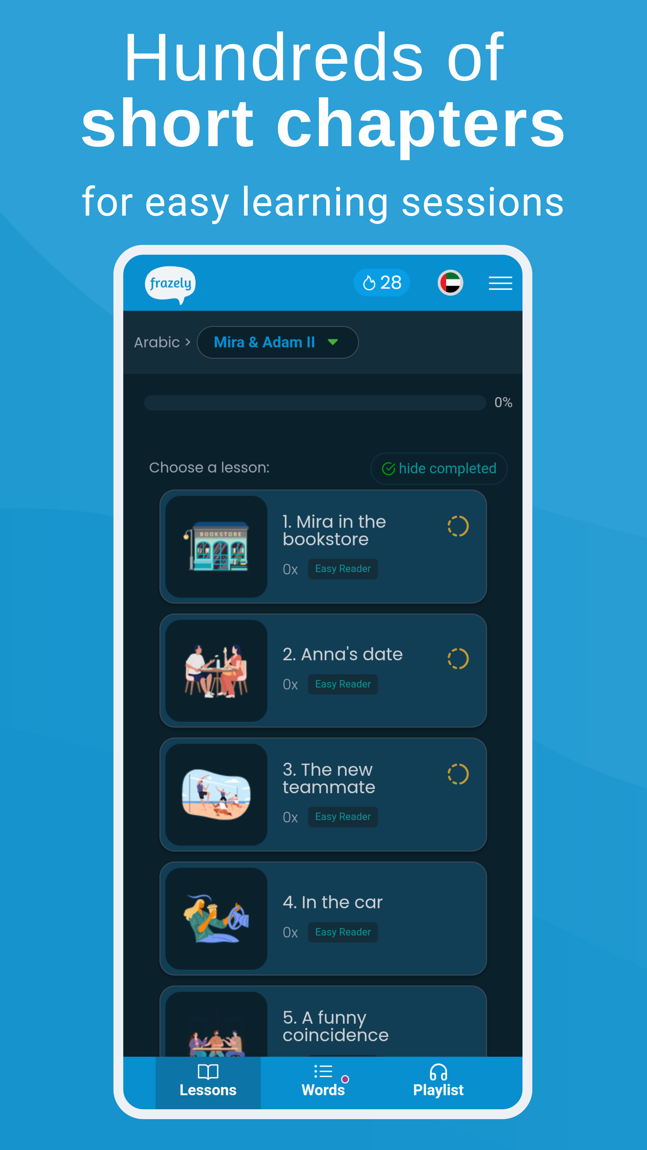 Frazely App Feature - Short chapters for quick learning session